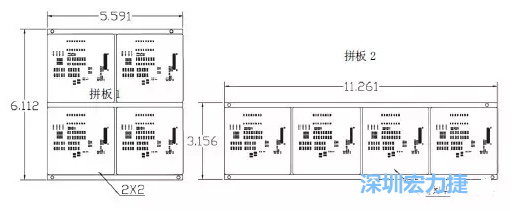 如图9所示在两种拼板中PCB单元的排列方式不同。拼板方式是V-CUT。这两种拼板尺寸有明显的的差异，将导致各自所需的生产拼板尺寸改变-深圳宏力捷