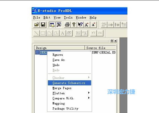 4．右键点击 Serial.EDF 文件，选择 Generate Schamatics：