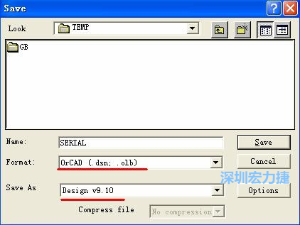 选择菜单 File-Save As,输出格式选 ORCAD 9.10。