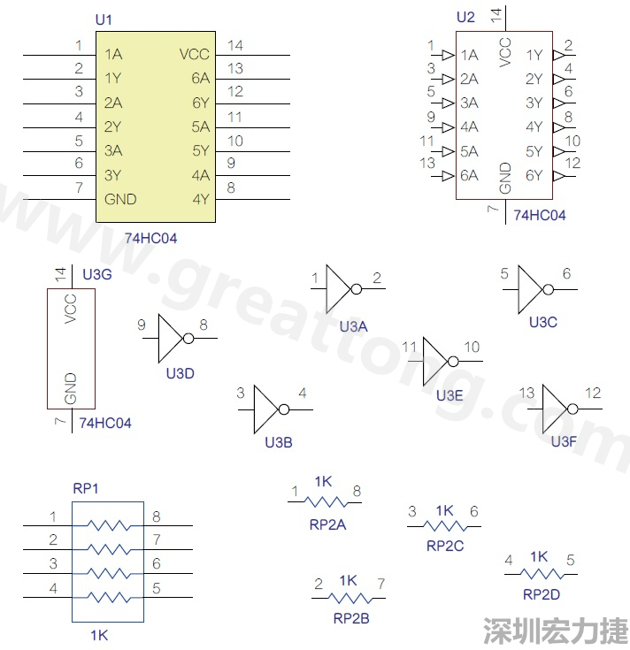 图1 半导体元件供应商所画的电路图符号是模拟元件的接脚图，而非讯号流程。