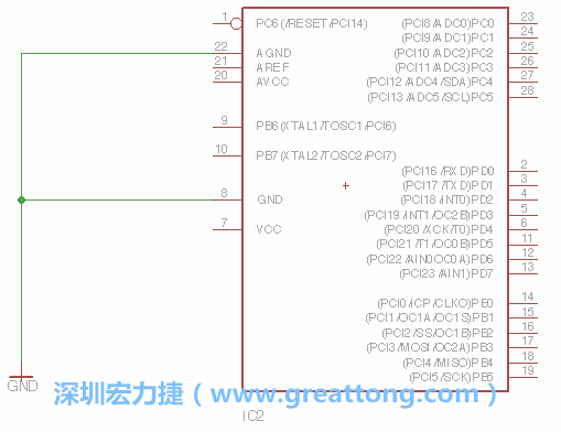 排针的用途是连接微控制器的输出和输入，它提供了一个平台给焊线和针脚。